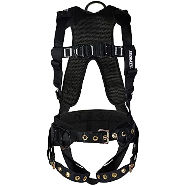 Tractel Fall Protection Safety Harness | Professional Tower Climbing Fall Arrest Harness | Back, Side, Sternal D-Rings | Quick-Connect Buckle | Belt | AINSI OSHA | Tower TracX | FTD13S | Small Size