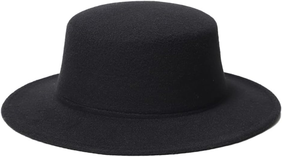 Classic Unisex Wool Blend Fedora Hat Brim Flat Church Derby Cap Wide Brim Classic Pork Pie Hat Perfect for Wedding Party Talent Show Performance Black