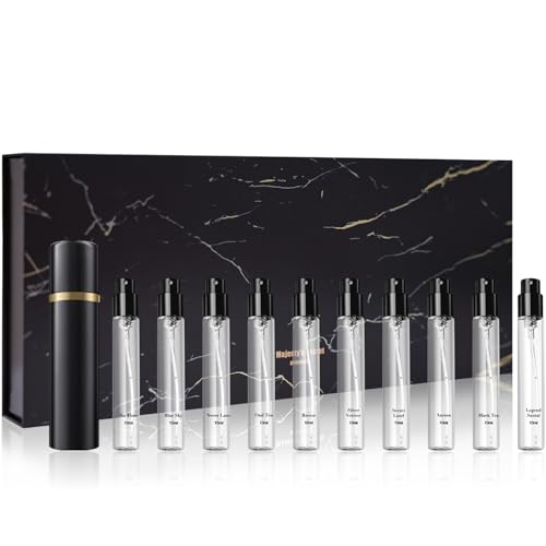 MAJESTYS SECRET PHEROMAX Mens Luxury Cologne Gift Set Mini Eau de Parfum Discovery Collection 10 x 0.34 fl oz Long-Lasting Fragrance Gift Set for Men Travel Size Cologne Set with Gift Bag