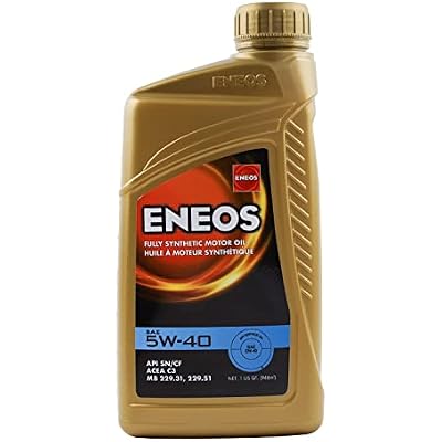 ENEOS 3704-300 5W-40 Fully Synthetic Motor Oil, 1 Quart, 1 Pack