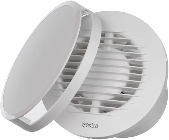 EUROPLAST Diameter 100mm Bathroom Extractor Fan with Timer and Humidistat Round - 4 inch Extractor Fan Bathroom Humidity Sensor with a Front Panel - White Ceiling and Wall Mounted Fan