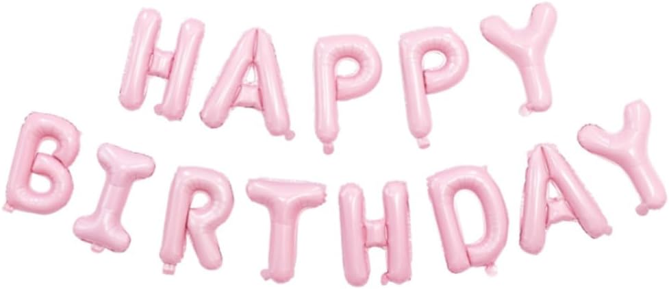 13 Pcs Happy Birthday Balloon 16 Inch Happy Birthday Balloon Banner Pink Foil Mylar Letter Balloons for Boy or Girl Birthday Decorations Party Supplies Pink