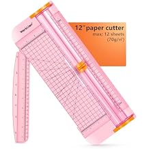 WORKLION Straight Paper Cutter For crafting Pink 12 Inch Paper Trimmer With Security Safeguard and Side Ruler, Perfect for Cardstock, Coupon,Photos and Crafting Paper.