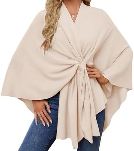 Shawl Wraps for Women, Ponchos for Women, Elegant Shawl Wraps Soft Open Front Poncho Sweater