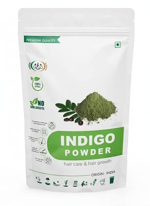 Indigo Leaf Powder, Pure and Natural, No preservatives,for Natural Hair Colorant Black, Brown Hair & Beard Dye/Color I for Men & Women - 100 gm