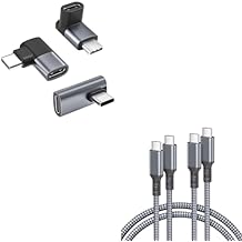 Basesailor USB C to USB C 60W Cable 10ft/2Pack with 90 Degree USB C Adapter 3Pack for iPhone 17 16 15 Max Pro,MacBook,iPad Air 4 5th Mini 6 6th,Samsung Galaxy AI S24 S23 S22 Plus Ultra