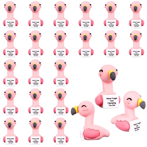 Gejoy 25 Pcs Mini Rubber Flamingo Toys Positive Gifts Mini Flamingos Decorations and Encouragement Birthday Motivational Gifts for Colleague Staff Teacher