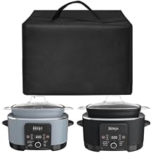 Cooker Dust Cover Heavy Duty Waterproof and Dustproof Multi-Purpose Cooker Cover Compatible with Ninja MC1001 Foodi Possible Cooker PRO 8.5-Quart Slow Cooker Oven Safe Black,19.3"Dx15"Wx9.8"H (Black)