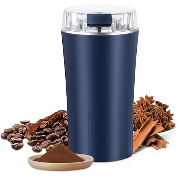 Electric Coffee Grinders - One-Key Portable Coffee Bean and Spice Grinder, 300W Powerful Power with Heavy-Duty Stainless Steel, Portable Coffee Grinder Electric for Coffee, Spices, Herb, Nuts,etc.