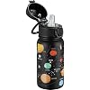 OLDLEY 12oz Kids Water Bottle, Stainless Steel Insulated Water Bottle For Kids, With Straws Leak-proof, Kids Water Bottles For School Boys Girls,Solar System