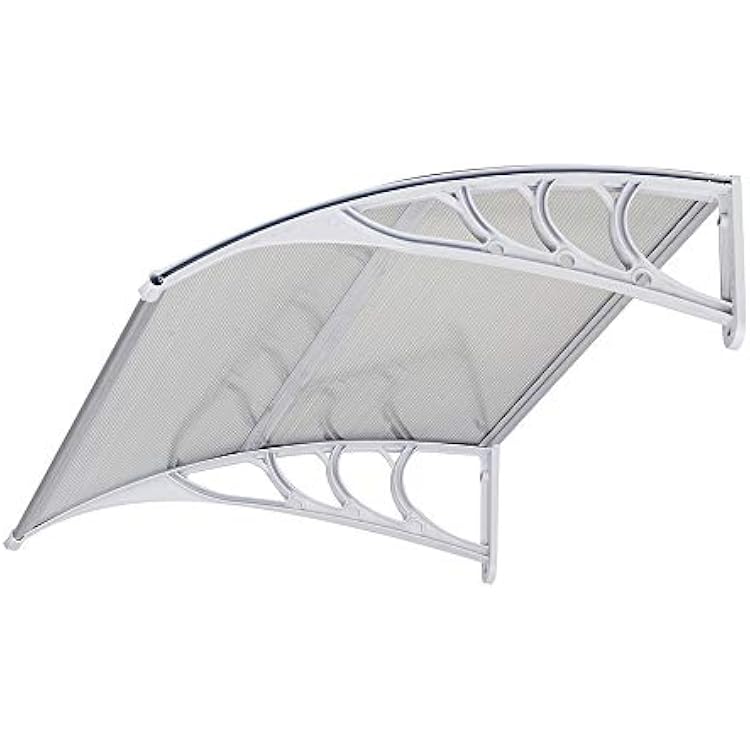 FCH Window Awning Door Canopy, 30 x 40 Window Awning Overhead Door Modern Polycarbonate Cover Outdoor Front Door Patio Canopy UV Rain Snow Sunlight Protection Hollow SheetWhite