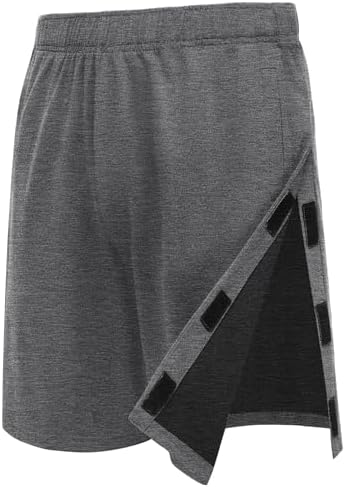 Deyeek Unisex Tear Away Shorts 9" Snap On Athletic Shorts Cotton Post Knee Hip Surgery Recovery Lounge Short with Pockets