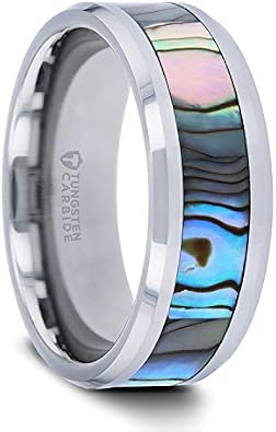 Thorsten Maui | Tungsten Rings for Men | Tungsten | Comfort Fit | Custom Engraving | Wedding Ring Band with Mother of Pearl Inlay - 4mm to 10mm