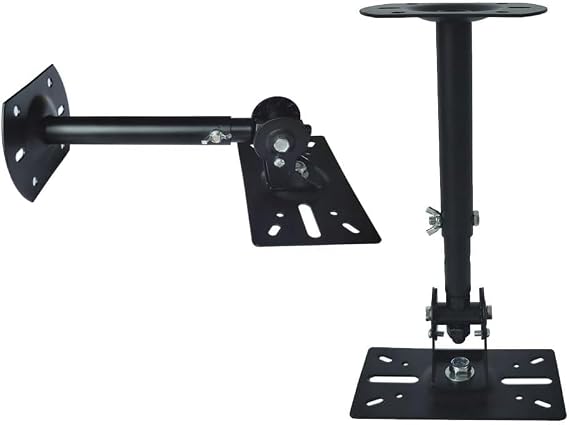 Speaker Wall Ceiling Mount Bracket w/Adjustable Swivel Tilt, Hold up to 66lbs, Retractable Telescopic Arm for Home Surround Sound System Bookshelf Satellite Speakers (2 Packs Black)