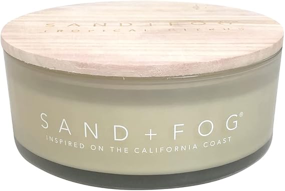 Sand + Fog Scented Candle - Tropical Citrus Additional Scents and Sizes 100% Cotton Lead-Free Wick Luxury Air Freshening Jar Candles Perfect Home Decor for Your Cocktail Table 34 oz, Orange,Violet