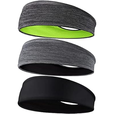 Braylin Mens Headbands, 3-Pack Head Band for Men, Sport Sweatbands for Running Fitness Yoga Cycling, Sweat Wicking Non Slip