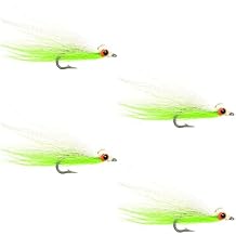 The Fly Fishing Place Clousers Freshwater Deep Minnow White Chartreuse - Streamer Fly Fishing Flies - 4 Trout and Bass Flies - Hook Size 4
