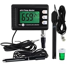 2-in-1 pH & Temperature Meter Kit with ATC, 0.00-14.00pH Range, BNC Probe, Auto Calibration Ideal for Aquariums, Pools, Hydroponics, Labs & Seawater Testing