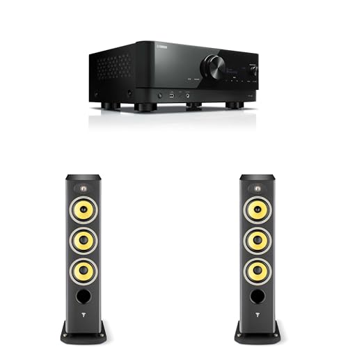 Focal Aria K2 926 Ash Grey Limited Edition 3-Way Floorstanding Audiophile Tower Speaker - Pair, with RX-V6ABL 5.2-Channel AV Receiver with 8K HDMI and MusicCast