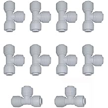 Malida 1/4" Tee 3 Way Tube Quick Connect Push Fit RO Water Reverse Osmosis System set of 10