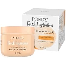 PONDS Fresh Hydration Gel Moisturizer 24 HR Hydration with Orange Extract & Vitamin C Alcohol & Oil-Free Face Moisturizer Dermatologist Tested, 3.4 oz
