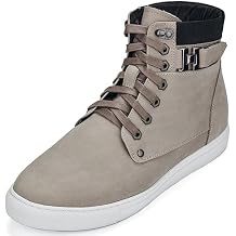 CALTO Men's Invisible Height Increasing Elevator Shoes - Taupe Nubuck Leather Lace-up Fashion Sneakers - 2.6 Inches Taller - T53122 - Size 11.5 D(M) US