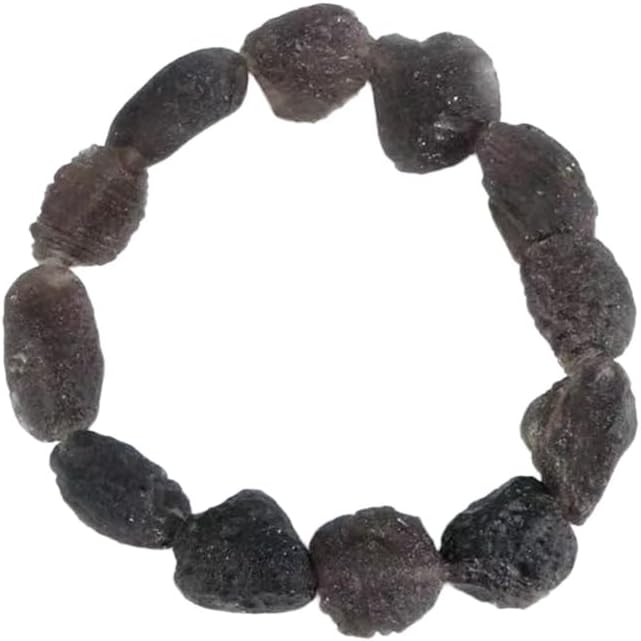 Saffordite Cintamani Beads Bracelet,Genuine Meteorite Tektite Raw Bracelet,Irregular Shape