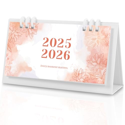 Small Desk Calendar 2025-2026, Aesthetic 2025 Desk Calendar - 6.3 x 3.1 - Runs From January 2025 Until December 2026, 24 Months Mini Desktop Calendar for School, Home and Office Supplies