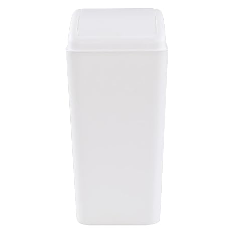 16 Liter Plastic Garbage Can, Waste Bin with Swing Lid (White)