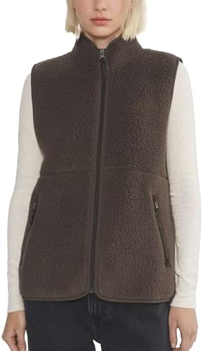 Hixiaohe Sherpa Fleece Vest for Women Trendy Warm Sleeveless Vests Jacket Lightweight Zip Coats with Pockets Fall Outerwear
