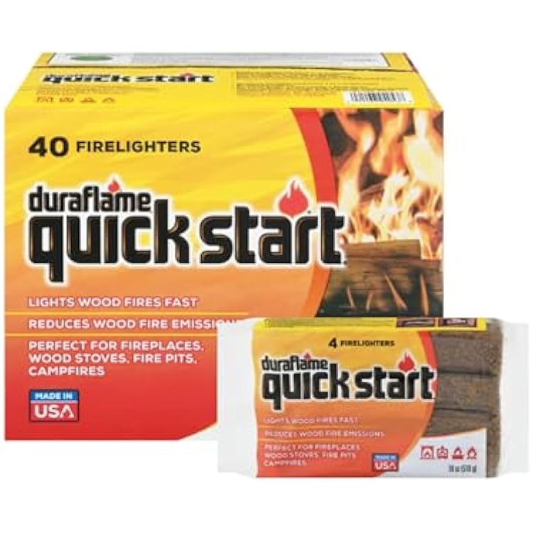 Duraflame Quick Start Firelighters, 40 Count 10 x 4 Packs Wax & Renewable Biomass Firestarters for Fireplace, Fire Pit, Campfire, Wood Stove Fast & Easy Fire Starting