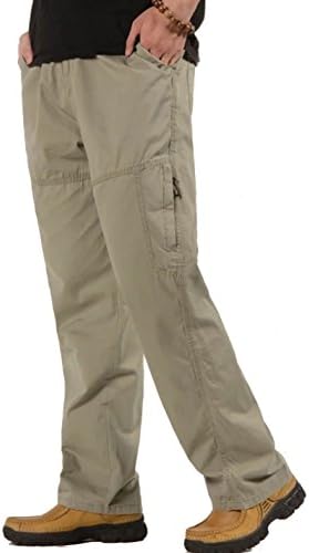 Mens Twill Loose Fit Lightweight Drawstring Full Elastic Waist Pull On Cargo Pants