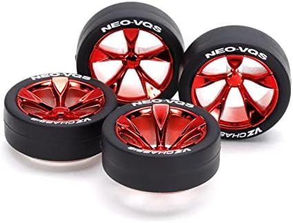 Replacement Part For 4pcs Mid Diameter Tires With Wheels 95592 Super Hard Low-Profile Tire & Red Plated 5-Spoke Wheel Set NEO-VQS