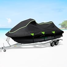 Jet Ski Cover, 135"-145" Compatible with Yamaha, Seadoo, Kawa, Jet Ski Covers with 2 Air Vents, 300D Heavy Duty Waterproof Oxford Fabric, for 1or 3-Seater Watercrafts
