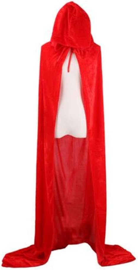 red hooded cloak long cape with hood robe for Halloween costume party witch devil vampire cosplay fancy dress