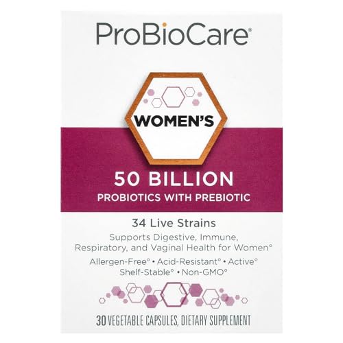 Probiotic for Women - 50 Billion CFUs - Supports Digestive, Immune & Vaginal Health with Lactobacillus, Bifidobacterium, Gluten-Free, Dairy-Free, Non-GMO 30 Vegetable Capsules