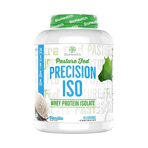 BioHealth Nutrition Precision ISO Vanilla 5lb | 27g Premium Pasture Fed Whey Protein Isolate  Amino Acids | 70 Servings | Zero Sugar | GMO Free