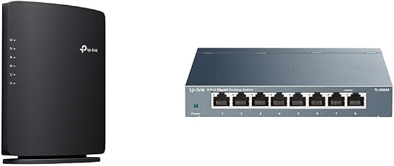 TP-Link WiFi Router, High Speed BE3600, IPv6, 2882+688Mbps, EasyMesh iPhone 17 Compatible, Archer BE220 + 8 Ports, Switching Hub, 10/100/1000Mbps, Gigabit Metal Enclosure TL-SG608
