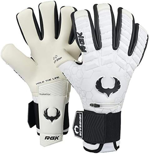 Renegade GK Eclipse Phantom Professional Goalie Gloves with Pro Finger Protection | 4mm EXT Contact Grip | White & Black Goalkeeper Gloves Size 12, Adult, Negative Cut, Level 5