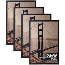 BAIJIALI 24x36 Picture Frame Black Wood Pattern with HD Plexiglass,Vertical Formats for Wall Mounting (Black, 4 Pcs)
