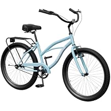 Outroad 24/26 Inch Beach Cruiser Bike for Women,Single Speed Commuter Bicycle for Adult Men and Women, High-Carbon Steel, V-Brakes Comfortable City Bikes with Rear Rack