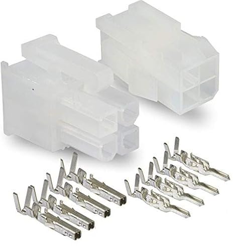 Molex Connector Lot, 5 Matched Sets, (4-Circuits) w/18-24 AWG, Pin Size: Standard .0165" 4.2mm, Mini-Fit Jr TM