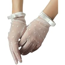 Acenail White Short Women's Wedding Gloves - Sheer Floral Tea Party, 20s Evening Opera, Bridal