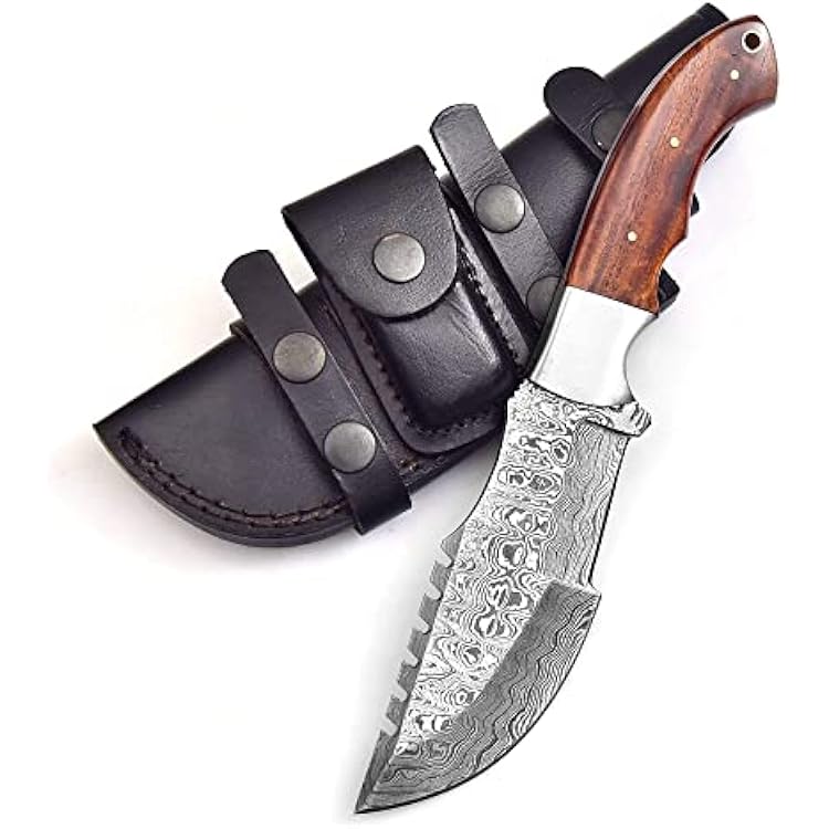 Poshland TR-177 Custom Handmade Damascus Steel 10 Inches Tracker Knife Wooden