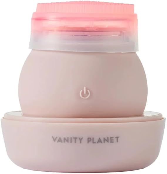 Vanity Planet Red LED Silicone Face Scrubber - Deep Pore Cleansing Brush + Light Therapy for Aging Skin - Travel-Friendly Rechargeable Skincare Device, Long Battery Life LEDA Red Light Therapy