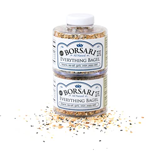 Borsari Seasoned Salt 2-Shaker Gift Set - Everything Bagel Seasoning Blend - Gourmet Seasonings For Steak, Fish, Poultry, More - 3.2oz Shaker Bottles