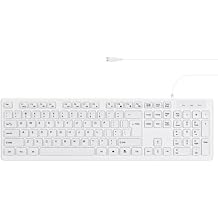 MCSaite Wired White USB 104 Keys Computer Keyboard with Stands,Waterproof - US Layout Compatible for Windows, PC, Laptop