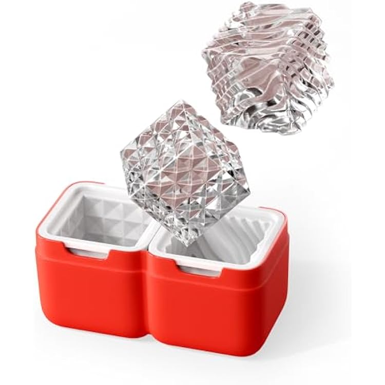 ZOKU Set of 2 Silicone Ice Molds, Luxe, Large Wavy & Faceted Cube Forms for Craft Cocktails, Keeps Drinks Colder Longer with Less Dilution, Easy-Release, BPA-Free
