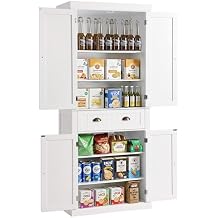 KIGOTY 72" Tall Kitchen Pantry Cabinet with Drawer and 4 Adjustable Shelves, Freestanding Pantry Storage Cabinets, Wood Cupboard Pantry Cabinet for Kitchen, Dining Room, Living Room, Off White