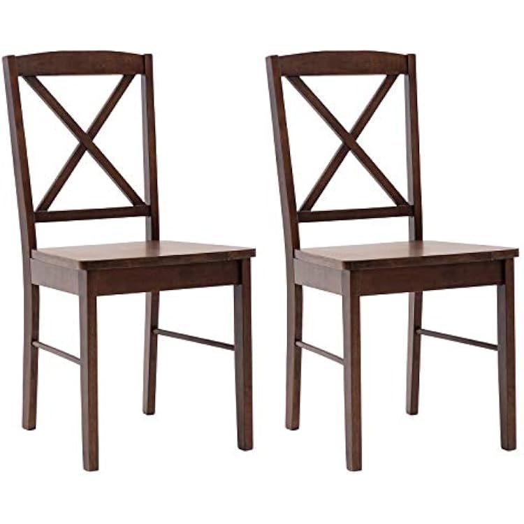 DUHOME Dining Chairs Set of 2 Wood Dining Room Chair with Cross Back, Kitchen Room Chair Side Chairs Walnut